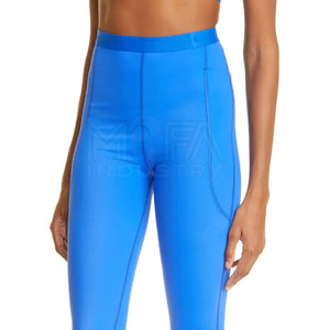 Venta al por mayor de alta cintura de nylon Spandex Yoga Leggings patrón sólido duradero pantalones de entrenamiento para las mujeres con cintura elástica - Product Image 5