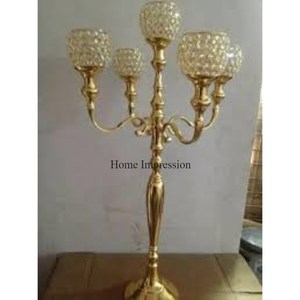 Candelabros chapados en oro de alta calidad con aspecto atractivo para decoraciones de boda y centros de mesa de la India - Product Image 4