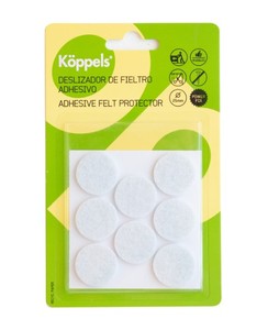 8 pezzi. Cuscinetti adesivi rotondi in feltro bianco antiscivolo da 25 mm. (Kppels F1002B) (Confezione blister) - Product Image 2