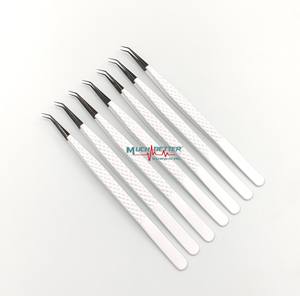 Pince à épiler blanche à pointe noire plasma vente en gros de pinces à cils à poignée en forme de coeur en diamant en acier inoxydable Logo personnalisé Pointe en fibre durable - Product Image 5