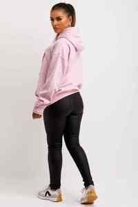 Sweat à capuche surdimensionné Streetwear pour femmes 100% coton matériel pull à capuche léger impression de Logo personnalisé - Product Image 6