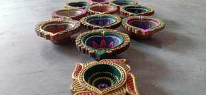 ดิยาทำมือดินเหนียวสำหรับตกแต่งดิวาลีดินดิวาลิพูจาสำหรับตกแต่งบ้าน - Product Image 3