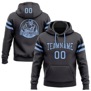 Custom Stitched Steel Grey Light Blue-Black Football Pullover Sudadera con capucha - Product Image 1