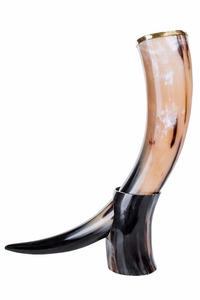 Viking <b>Drinking</b> Horn Custom Size with Horn <b>Stand</b> Polished Animal Eco-Friendly Kitchenware by Tayyab Handicraft - Product Image 2