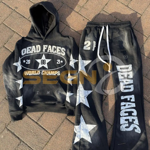 ชุดวอร์มผ้าฝ้ายพิมพ์ลายพัฟกับแสงแดดสำหรับผู้ชายกางเกงขาบานออกแบบได้ตามต้องการ - Product Image 2