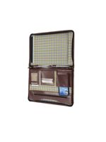 Porte-documents de luxe en cuir marron rigide avec fermeture éclair, porte-cartes, emplacements pour stylos, poche pour téléphone, pochette pour documents A4, cadeau