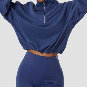 Fitness sports stand-up collar pullover hoodie women's outdoor leisure running loose draw <b>rope</b> hoodie sweatshirt - Product Image 4
