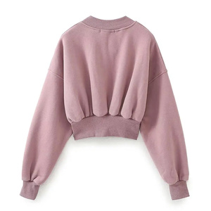 Sweat-shirts à col rond côtelé pour femmes, vestes de haute qualité en molleton de coton pour l'hiver - Product Image 2