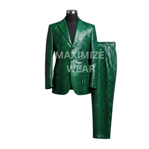 Conjunto completo de traje de cuero para hombre de calidad superior, abrigo de diseñador y pantalones a juego, conjunto de traje de cuero para hombre de estilo Vintage recién llegado - Product Image 5
