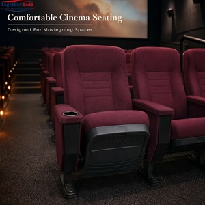 Fauteuil <span class=keywords><strong>de</strong></span> cinéma pour salles <span class=keywords><strong>de</strong></span> théâtre et auditoriums, avec dossier et accoudoirs rembourrés, porte-gobelet et base sur piédestal - Product Image 2