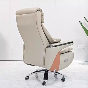 Chaise de bureau ergonomique à dossier haut, support lombaire, design moderne, base en acier inoxydable, hauteur réglable, accoudoirs fixes - Product Image 2