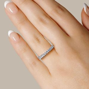 Bague de fiançailles et de mariage semi-éternelle en or rose 14 carats avec diamant de laboratoire taille princesse pour femme RITZIN - Product Image 3
