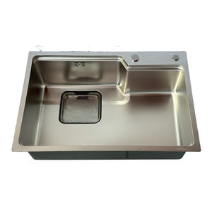 Leimanxi Évier de cuisine en acier inoxydable SUS304 haut de gamme à motif volcanique à port unique de style B personnalisé 3 + 0.75mm d'épaisseur 4 trous - Product Image 1