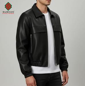 Chaqueta Bomber Casual de Invierno para Hombre con Cierre, Cuello Mao, Diseño Sólido, Cuero Sintético, Servicio OEM - Product Image 5