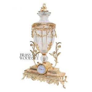 Jarrón de cristal Aristocrats Masterpiece con reloj de latón dorado - Product Image 4