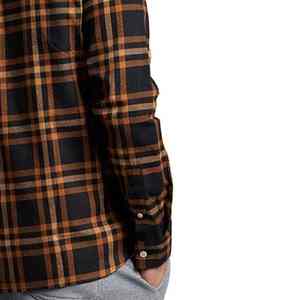 Chemise en flanelle de coton à carreaux rouges, col montant, manches longues, coupe oversize, couleur personnalisable, style décontracté pour homme, en promotion - Product Image 2