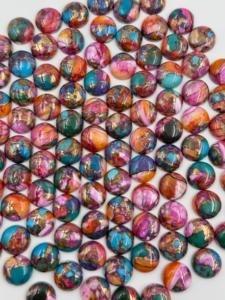 อัญมณีทรงวงรีทรงหลวมทรงกลมขนาด12มม. สำหรับใช้เป็นเครื่องประดับอัญมณีทำจากหอยนางรมหนามเทอร์ควอยซ์ธรรมชาติขนาด AAA + - Product Image 2