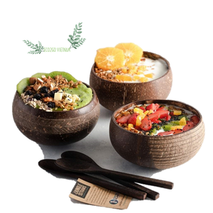 ชามกะลามะพร้าวธรรมชาติใช้ซ้ำได้แบบยั่งยืนพร้อมช้อนสลัด - Product Image 3