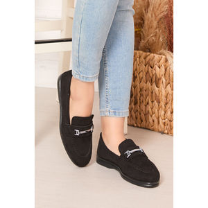 Zapatos Mocasines Negros de Gamuza con Hebilla - Product Image 1
