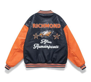 Blouson aviateur Letterman Varsity pour homme vintage Style hiver corps en cuir satiné brodé serviette en chenille patch avant nouveau logo - Product Image 2