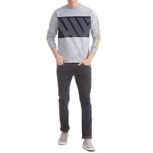 สเวตเชิ้ตทรงพอดีตัวสำหรับผู้ชาย, สเวตเชิ้ตลำลองคอกลมผ้าฝ้ายผสมลายทางแฟชั่นใหม่ปากีสถาน - Product Image 4