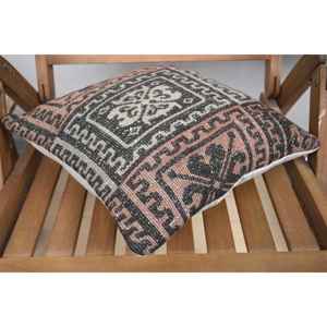 Luxury Brown Wool Kilim Pillow 14x14 Inch with Vintage <b>Fluffy</b> Pattern Woven Technique Print Christmas Accent Pillow for <b>Bedding</b> - Product Image 4