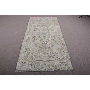 Tapis vintage 3,6x7,3 pieds, tapis turc oriental en laine blanche - Product Image 1