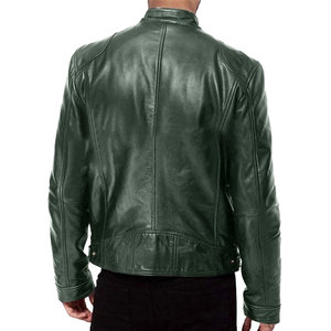 OEM <b>Long</b> <b>Men's</b> Genuine Leather Varsity <b>Jacket</b> Stand Collar Cow Skin Hooded Vintage Style Wholesale - Product Image 3