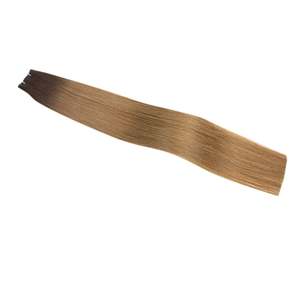 Extensions de cheveux Remy Micro Weft 22-30 pouces, ondulation naturelle pour ombré brun foncé blond caramel # 2T8B Double Drawn - Product Image 3