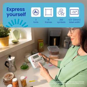 เครื่องพิมพ์ฉลากส่วนตัวแบบตั้งโต๊ะ พกพาได้ พิมพ์ได้ด้วยมือ และสามารถพิมพ์ได้ ใช้เทปฉลากสีสันสดใสแบบปรับแต่งได้ ขนาดกว้าง 12 มม. (P-Touch Btag) - Product Image 4