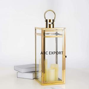 Attractive Design Golden Metal Lanterns Made of Stainless Steel Lantern With Glass for Home <b>Garden</b> Indoor and Outdoor Usage - Product Image 3