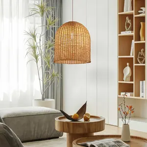 <b>Boho</b> Wicker Bamboo <b>Lampshade</b> Woven Bamboo Ceiling Light High Quality Modern Pendant Light for Home Decor - Product Image 5