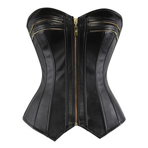Wholesale 2024 <b>Corsets</b> and Bustiers Leather <b>Underbust</b> Waist Slimming Busty Women <b>Corset</b> Lingerie With Steel Bones Custom logo - Product Image 4