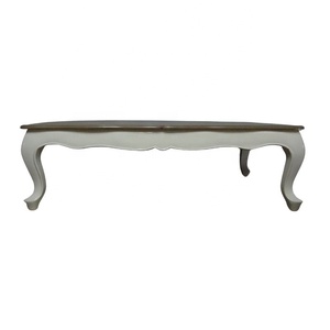 Mesa de Centro de Madera Blanca con Superficie Teñida, Mesa de Centro Antigua para Sala de Estar de Estilo Europeo - Product Image 3