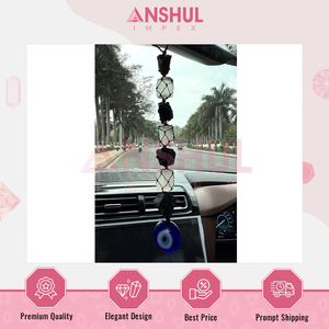 Highly Demanded Home And <b>Car</b> <b>Decor</b> Black & White Premium Evil Eye Tourmaline & Selenite Tassel Hangers Available from India - Product Image 3