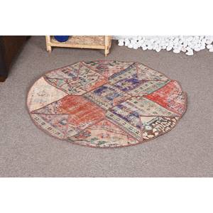 Alfombra de lana Bohemia vintage de gran tamaño 9x12, diseño de retazos rojo y azul para entrada o pasillo con respaldo de látex - Product Image 1