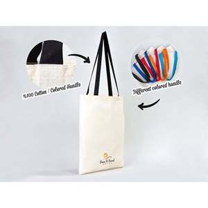 Natural Raw Cotton Tote <b>Bag</b> 14x16 Solid Color Reusable Open Closure with Black Handles Removable <b>Shoulder</b> <b>Strap</b> - Product Image 3