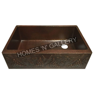 Antique Modern Tropical Pattern Hammered Rectangular Copper <b>Kitchen</b> <b>Sink</b> Copper Farmhouse <b>Sink</b> Manufacturer - Product Image 1