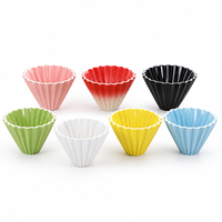 Filtre à café réutilisable en céramique cannelée colorée en forme de V pour la préparation du café à la maison ou au café (vente en gros)