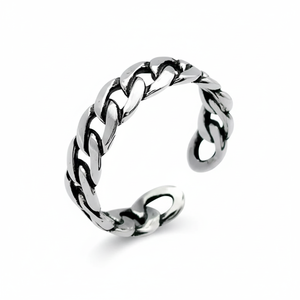 Anillo de Cadena de Plata de Ley, Abierto, Ajustable - Product Image 1