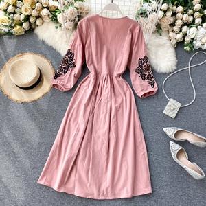 Nuevo estilo Vintage de moda blanco XL mexicano 100% algodón sin mangas completas bordado a mano Floral hasta el suelo Sexy Casual - Product Image 5