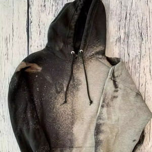Split Bleach Acid Wash <b>Hoodie</b> Soft Lightweight Black and Charcoal <b>Hoodie</b> ultra <b>Comfy</b> Street Wear - Product Image 1