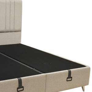 Cadre de lit rembourré sur mesure en argent avec mécanisme de rangement sous le lit, plateforme durable, fabricant de lits en gros - Product Image 6