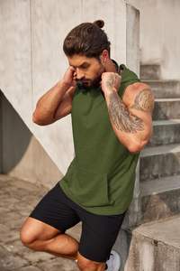 Lot de 2 débardeurs à capuche pour homme, tricotés, respirants, avec coupe musculaire, manches décontractées - Product Image 4