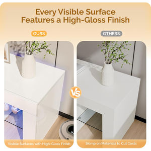 Mueble de TV <span class=keywords><strong>Extensible</strong></span> de Estilo Escandinavo en MDF con Luces LED, Compartimentos Ocultos, Mueble de TV Moderno para Sala de Estar, Ecológico para Dormitorio - Product Image 3