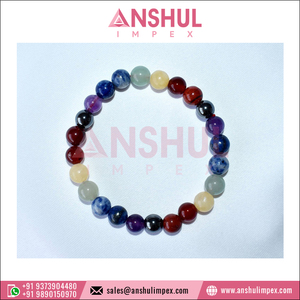 Premium Quality Wholesale Fashion Jewelry 8mm Round <b>Gemstone</b> Beaded 7 Chakra Crystal <b>Bracelet</b> from Indian Supplier - Product Image 2