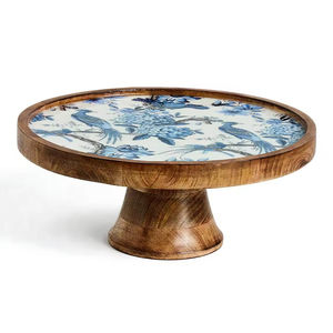 Support à Gâteau en Bois Émail Imprimé Vaisselle Décoration de Mariage Look Moderne Forme Ronde Support de Dessert Pour Fête - Product Image 2