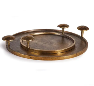 Plat décoratif rond en argent avec poignée Plateau de service en métal au meilleur prix pour les restaurants Plateaux en métal coulé de qualité supérieure avec logo - Product Image 5