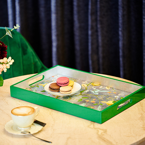 Handmade Luxury Lacquered Snacks Serving <b>Tray</b> Rectangular Serving <b>Tray</b> with Handles By Vietnamese Local Artisans - Product Image 3