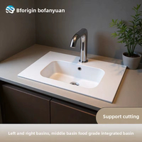 Lavabo de salle de bain en mélamine couleur personnalisée, vasque de comptoir en résine mate pour l'approvisionnement de projets